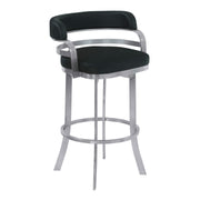 Prinz 30" Bar Height Swivel Black Faux Leather and Brushed Stainless Steel Bar Stool - Furniture City (CA)l