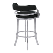 Prinz 30" Bar Height Swivel Black Faux Leather and Brushed Stainless Steel Bar Stool - Furniture City (CA)l