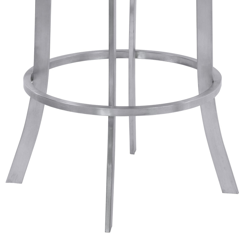 Prinz 30" Bar Height Swivel Black Faux Leather and Brushed Stainless Steel Bar Stool - Furniture City (CA)l
