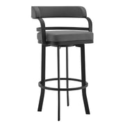Prinz 26" Counter Height Swivel Gray Faux Leather and Black Metal Bar Stool - Furniture City (CA)l