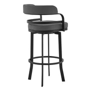 Prinz 26" Counter Height Swivel Gray Faux Leather and Black Metal Bar Stool - Furniture City (CA)l