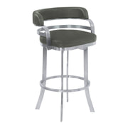 Prinz 26" Counter Height Swivel Gray Faux Leather and Brushed Stainless Steel Bar Stool - Furniture City (CA)l