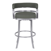 Prinz 26" Counter Height Swivel Gray Faux Leather and Brushed Stainless Steel Bar Stool - Furniture City (CA)l
