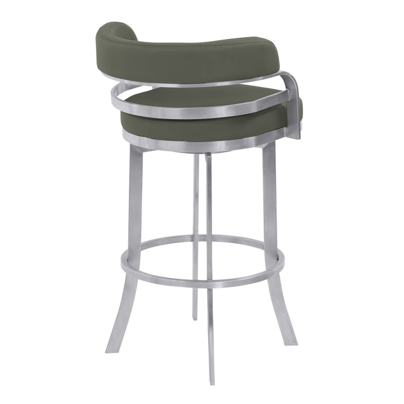 Prinz 26" Counter Height Swivel Gray Faux Leather and Brushed Stainless Steel Bar Stool - Furniture City (CA)l