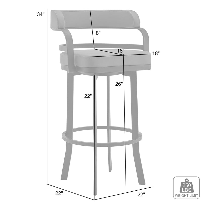 Prinz 26" Counter Height Swivel Gray Faux Leather and Brushed Stainless Steel Bar Stool - Furniture City (CA)l