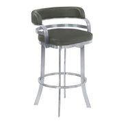 Prinz 30" Bar Height Swivel Gray Faux Leather and Brushed Stainless Steel Bar Stool - Furniture City (CA)l