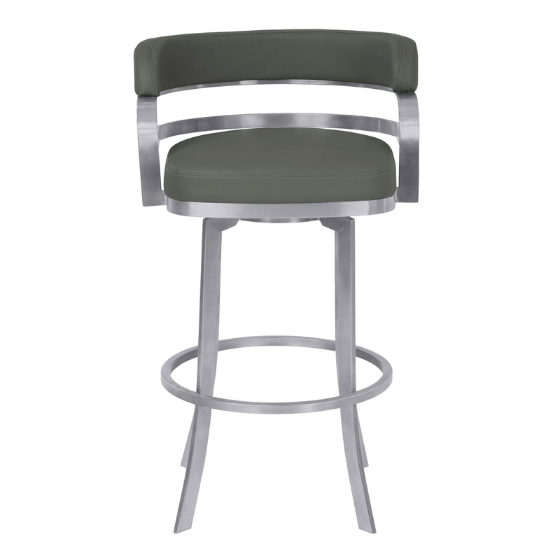 Prinz 30" Bar Height Swivel Gray Faux Leather and Brushed Stainless Steel Bar Stool - Furniture City (CA)l