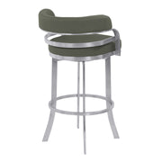 Prinz 30" Bar Height Swivel Gray Faux Leather and Brushed Stainless Steel Bar Stool - Furniture City (CA)l