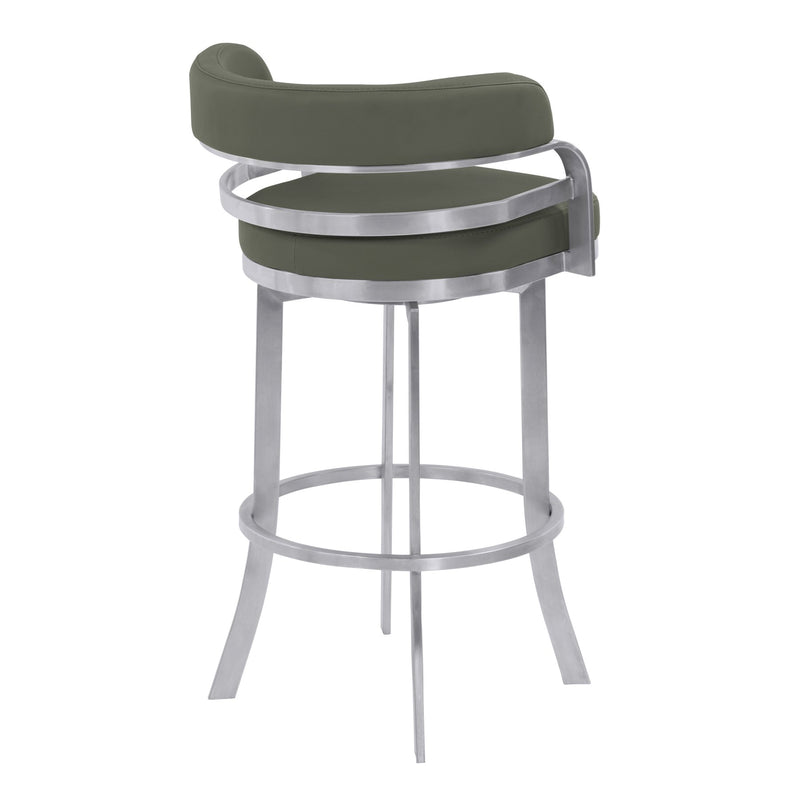Prinz 30" Bar Height Swivel Gray Faux Leather and Brushed Stainless Steel Bar Stool - Furniture City (CA)l