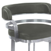 Prinz 30" Bar Height Swivel Gray Faux Leather and Brushed Stainless Steel Bar Stool - Furniture City (CA)l