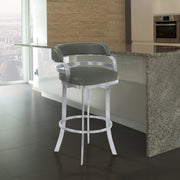 Prinz 30" Bar Height Swivel Gray Faux Leather and Brushed Stainless Steel Bar Stool - Furniture City (CA)l
