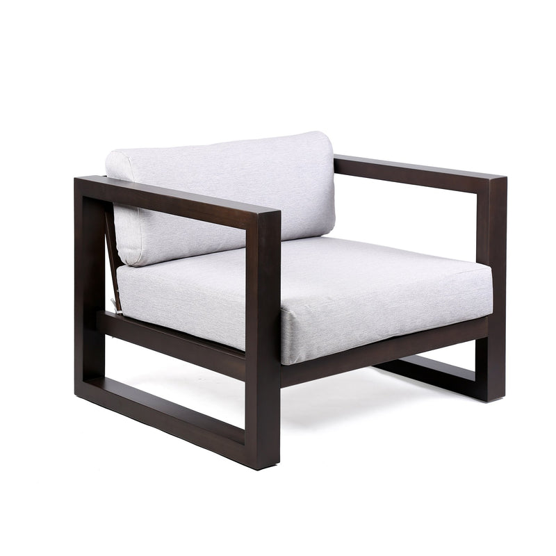 Paradise Outdoor Dark Eucalyptus Wood Lounge Chair with Gray Cushions - Furniture City (CA)l