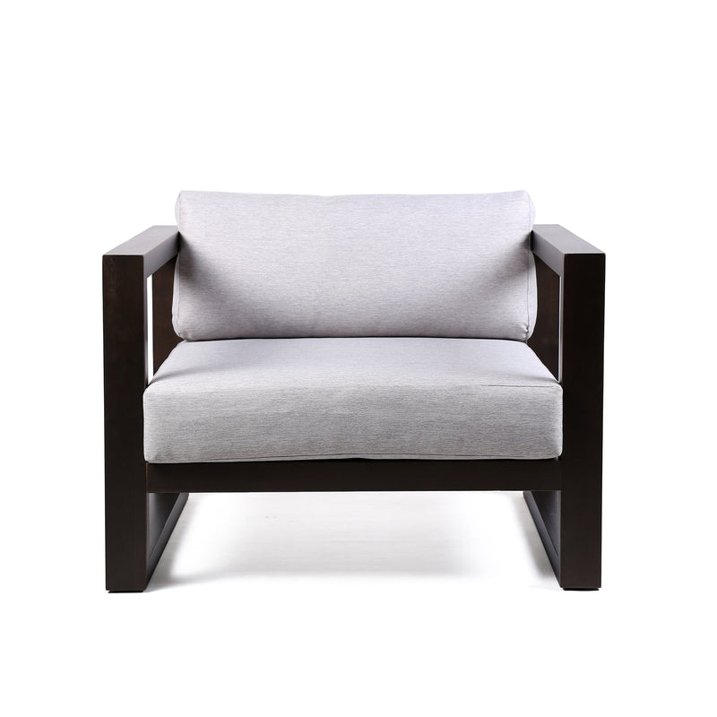 Paradise Outdoor Dark Eucalyptus Wood Lounge Chair with Gray Cushions - Furniture City (CA)l