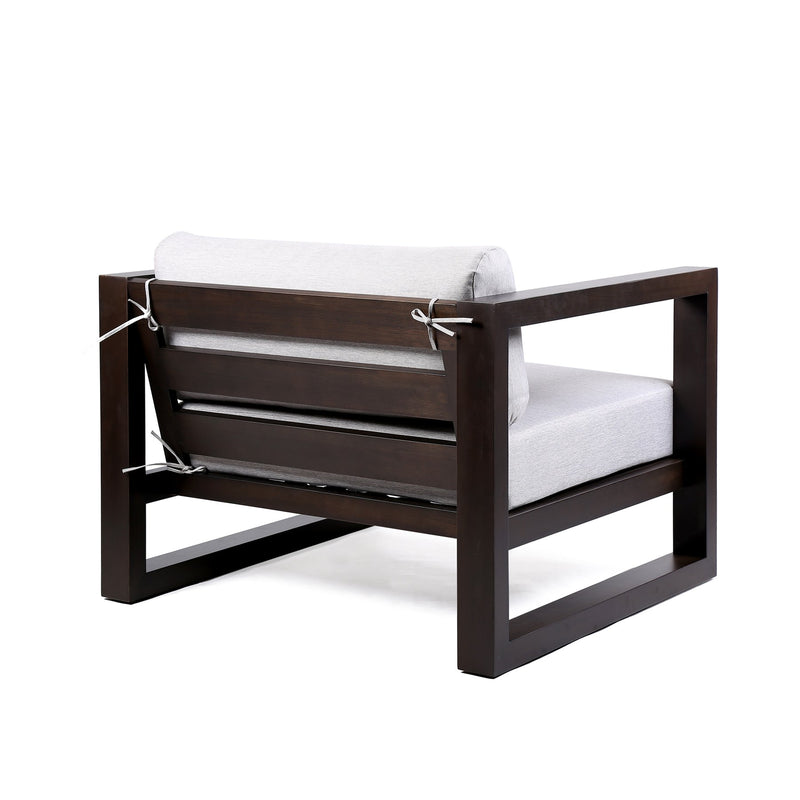 Paradise Outdoor Dark Eucalyptus Wood Lounge Chair with Gray Cushions - Furniture City (CA)l