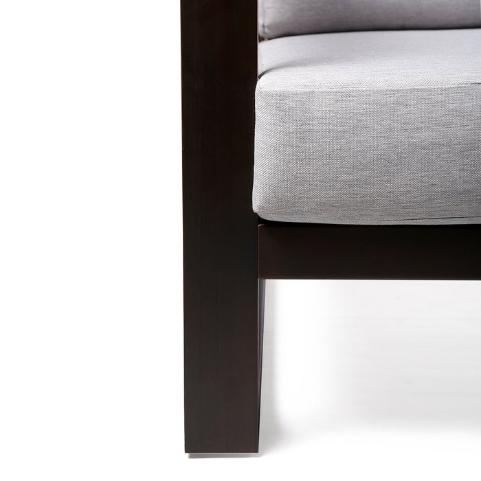 Paradise Outdoor Dark Eucalyptus Wood Lounge Chair with Gray Cushions