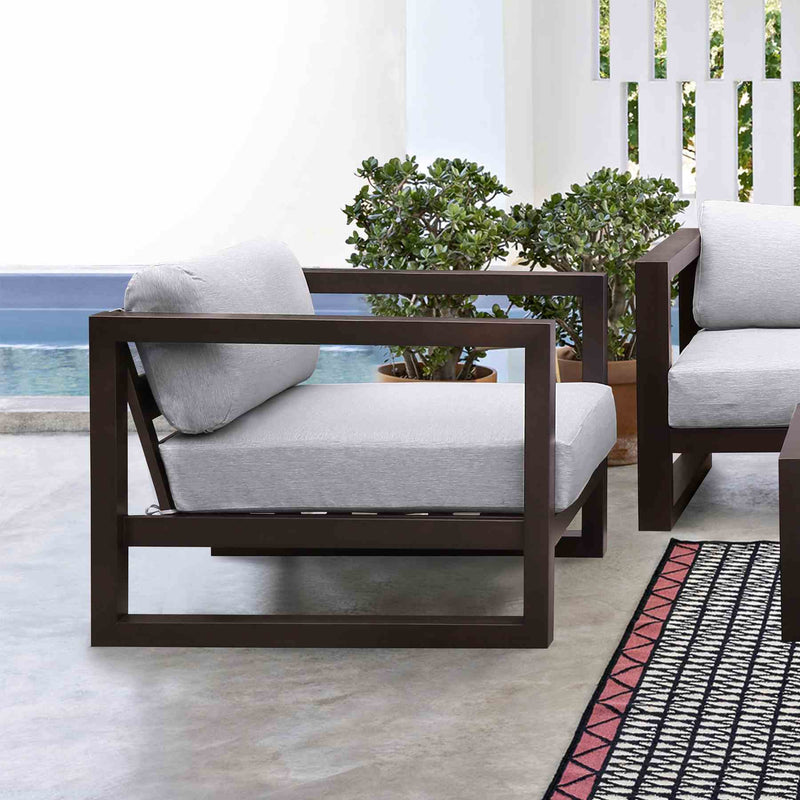 Paradise Outdoor Dark Eucalyptus Wood Lounge Chair with Gray Cushions - Furniture City (CA)l