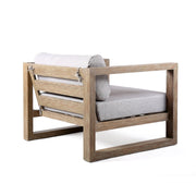 Paradise Outdoor Light Eucalyptus Wood Lounge Chair with Gray Cushions - Furniture City (CA)l