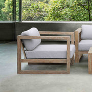 Paradise Outdoor Light Eucalyptus Wood Lounge Chair with Gray Cushions - Furniture City (CA)l