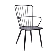 Parisa High Back Steel Framed Side Chair in Black Powder Coated Finish and Black Brushed Wood - Furniture City (CA)l