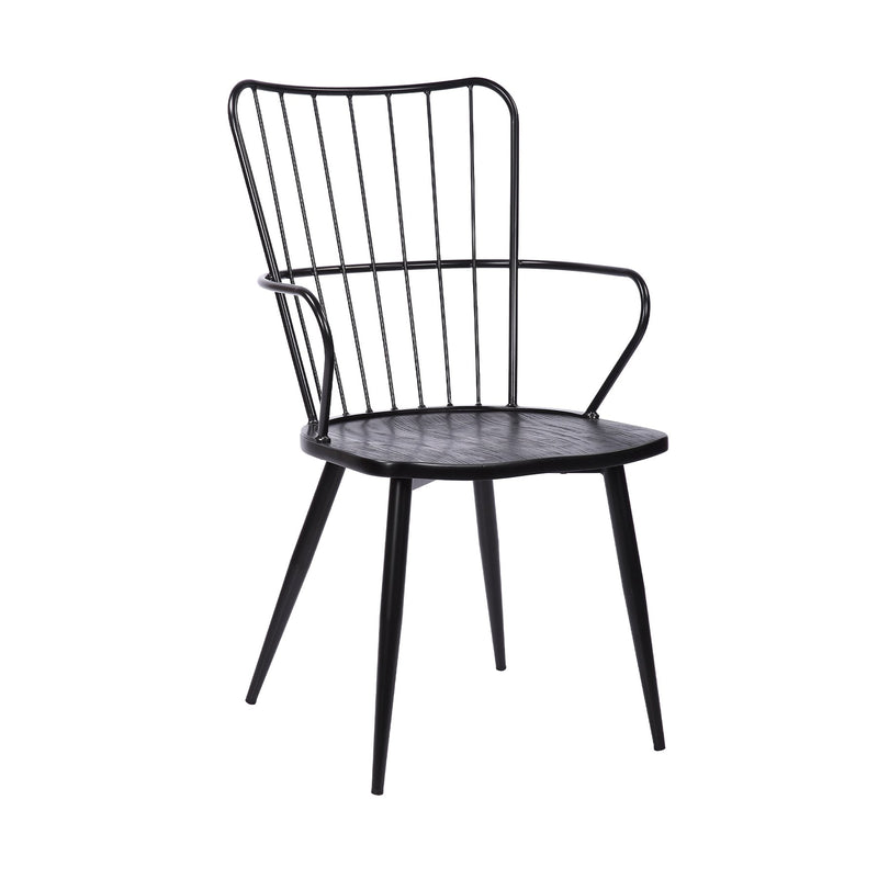 Parisa High Back Steel Framed Side Chair in Black Powder Coated Finish and Black Brushed Wood - Furniture City (CA)l