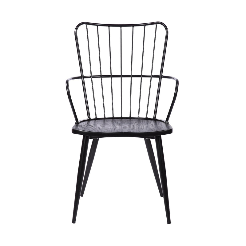 Parisa High Back Steel Framed Side Chair in Black Powder Coated Finish and Black Brushed Wood - Furniture City (CA)l