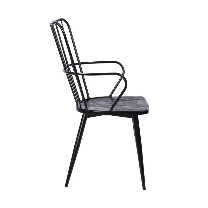 Parisa High Back Steel Framed Side Chair in Black Powder Coated Finish and Black Brushed Wood - Furniture City (CA)l