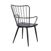 Parisa High Back Steel Framed Side Chair in Black Powder Coated Finish and Black Brushed Wood - Furniture City (CA)l