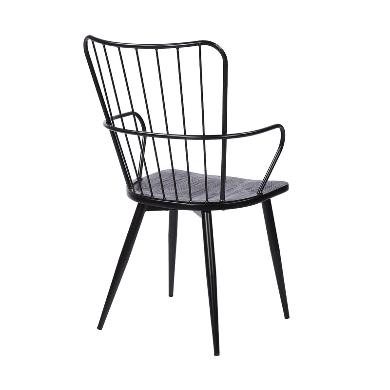 Parisa High Back Steel Framed Side Chair in Black Powder Coated Finish and Black Brushed Wood - Furniture City (CA)l