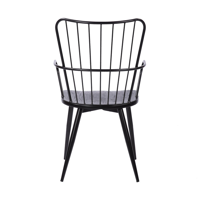 Parisa High Back Steel Framed Side Chair in Black Powder Coated Finish and Black Brushed Wood - Furniture City (CA)l