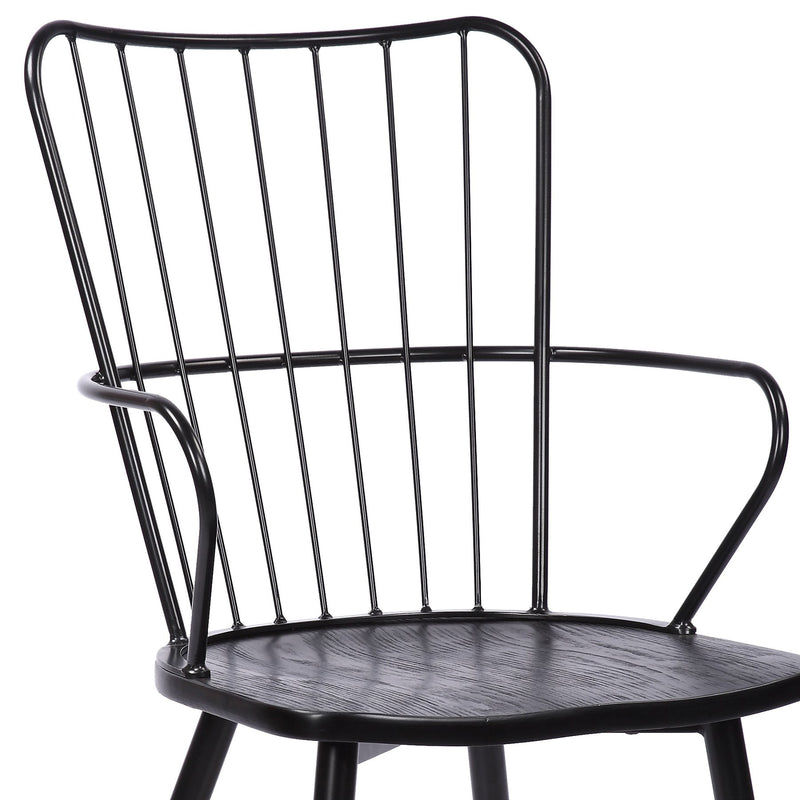 Parisa High Back Steel Framed Side Chair in Black Powder Coated Finish and Black Brushed Wood - Furniture City (CA)l