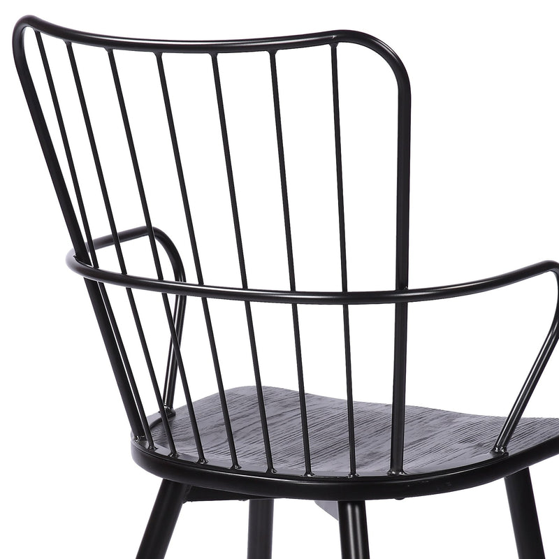 Parisa High Back Steel Framed Side Chair in Black Powder Coated Finish and Black Brushed Wood - Furniture City (CA)l
