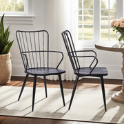Parisa High Back Steel Framed Side Chair in Black Powder Coated Finish and Black Brushed Wood - Furniture City (CA)l