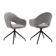 Pria Swivel Upholstered Dining Chair in Gray Fabric with Black Metal Legs - Set of 2 - Furniture City (CA)l
