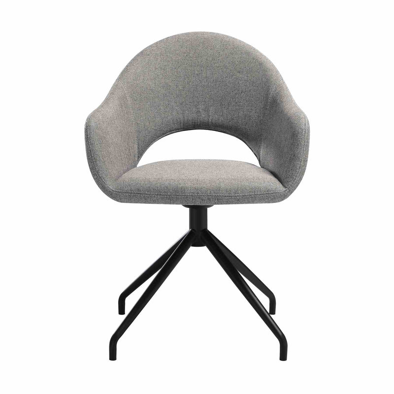 Pria Swivel Upholstered Dining Chair in Gray Fabric with Black Metal Legs - Set of 2 - Furniture City (CA)l