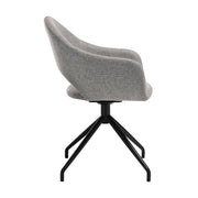 Pria Swivel Upholstered Dining Chair in Gray Fabric with Black Metal Legs - Set of 2 - Furniture City (CA)l