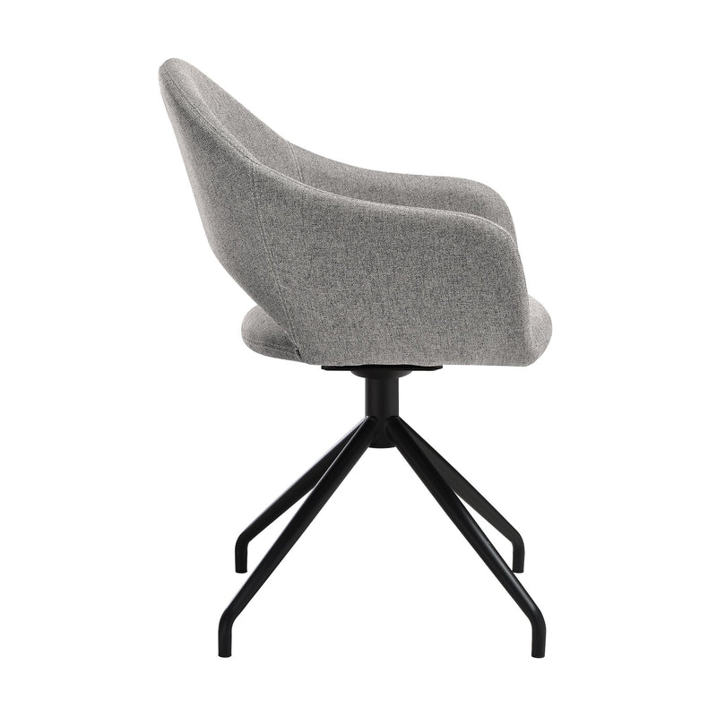 Pria Swivel Upholstered Dining Chair in Gray Fabric with Black Metal Legs - Set of 2 - Furniture City (CA)l