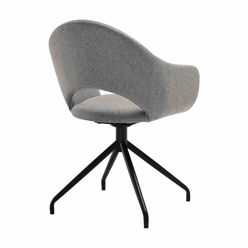 Pria Swivel Upholstered Dining Chair in Gray Fabric with Black Metal Legs - Set of 2 - Furniture City (CA)l