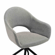 Pria Swivel Upholstered Dining Chair in Gray Fabric with Black Metal Legs - Set of 2 - Furniture City (CA)l