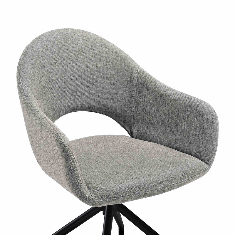Pria Swivel Upholstered Dining Chair in Gray Fabric with Black Metal Legs - Set of 2 - Furniture City (CA)l