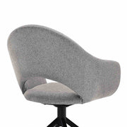 Pria Swivel Upholstered Dining Chair in Gray Fabric with Black Metal Legs - Set of 2 - Furniture City (CA)l