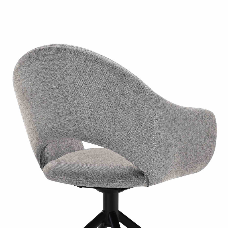 Pria Swivel Upholstered Dining Chair in Gray Fabric with Black Metal Legs - Set of 2 - Furniture City (CA)l