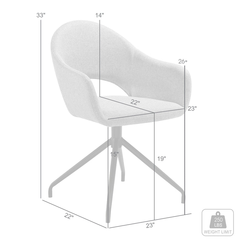 Pria Swivel Upholstered Dining Chair in Gray Fabric with Black Metal Legs - Set of 2 - Furniture City (CA)l