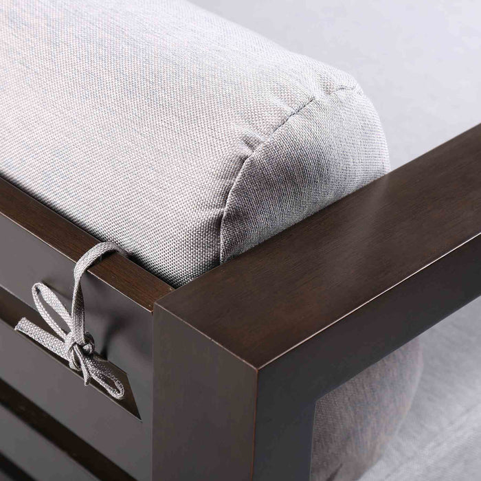 Paradise Outdoor Dark Eucalyptus Wood Sofa with Gray Cushions