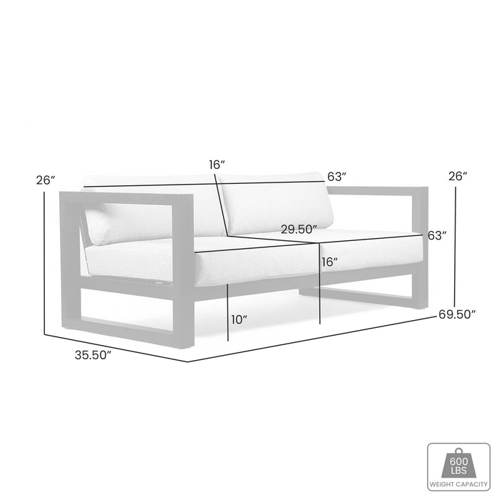 Paradise Outdoor Dark Eucalyptus Wood Sofa with Gray Cushions