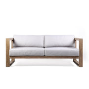 Paradise Outdoor Light Eucalyptus Wood Sofa with Gray Cushions - Furniture City (CA)l