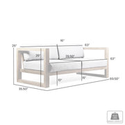 Paradise Outdoor Light Eucalyptus Wood Sofa with Gray Cushions - Furniture City (CA)l