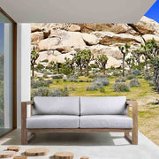 Paradise Outdoor Light Eucalyptus Wood Sofa with Gray Cushions - Furniture City (CA)l