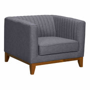 Prism Mid-Century Sofa Chair in Champagne Wood Finish and Dark Gray Fabric - Furniture City (CA)l