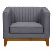 Prism Mid-Century Sofa Chair in Champagne Wood Finish and Dark Gray Fabric - Furniture City (CA)l
