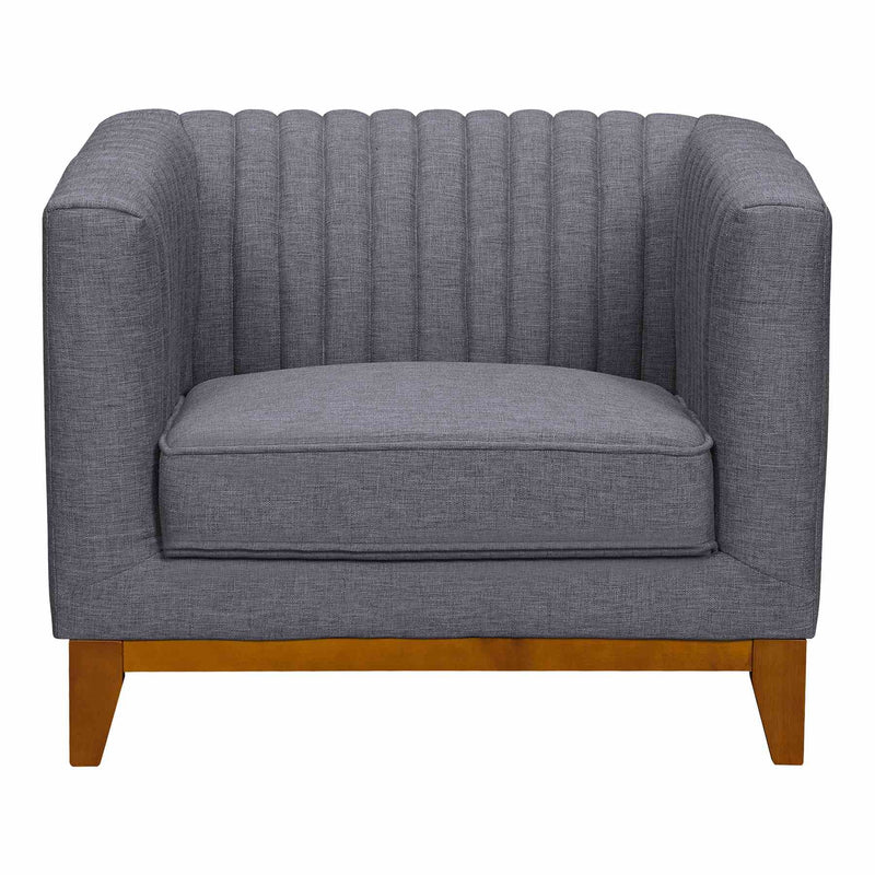 Prism Mid-Century Sofa Chair in Champagne Wood Finish and Dark Gray Fabric - Furniture City (CA)l